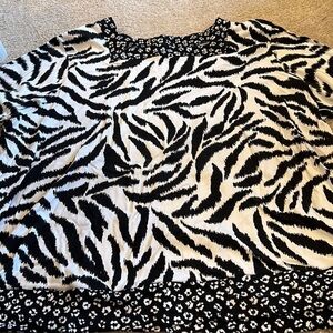 Alfred Dunner Black and White Animal Print Blouse